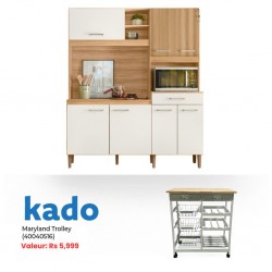Yara 160 cm Kitchen Unit Freijo / Off White & Free Maryland Kitchen Island Cart Trolley