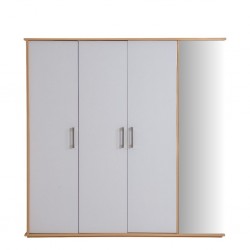 Capella Wardrobe 3 Drs With Shoe Rack & Side Door White & Light Oak