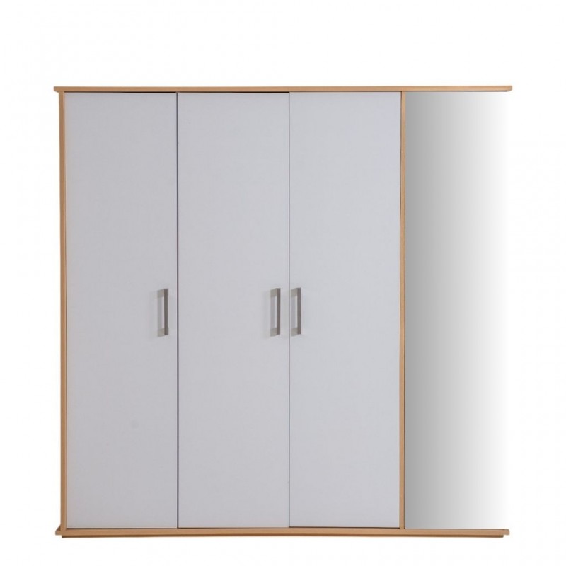 Capella Wardrobe 3 Drs With Shoe Rack & Side Door White & Light Oak