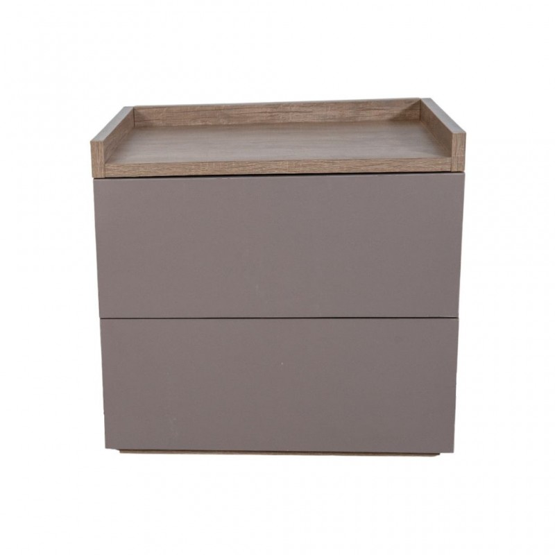 Garnelia Night Table Relic Oak & Smoky With LED Light In MDF/Particle Board