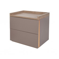 Garnelia Night Table Relic Oak & Smoky With LED Light In MDF/Particle Board