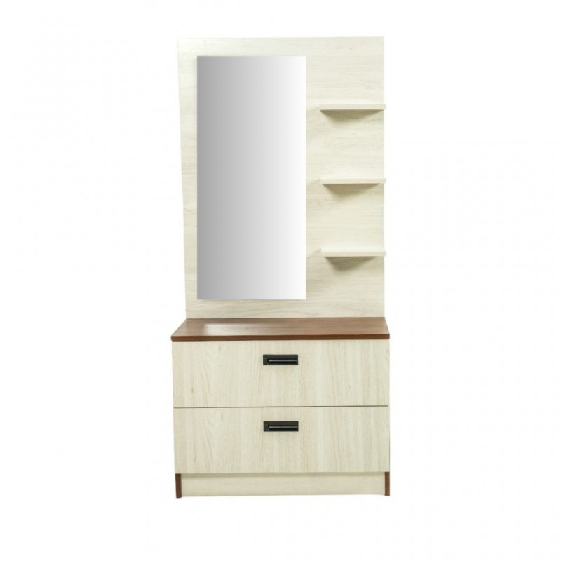 Barcelona Dressing Table and Pouf Dark Walnut & Ash Grey