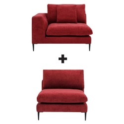 Tamarin Reversible Corner & Tamarin Armless Chair Red Col Fabric