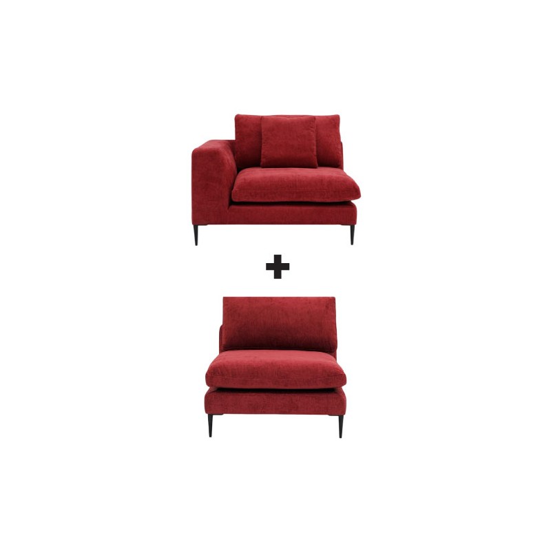 Tamarin Reversible Corner & Tamarin Armless Chair Red Col Fabric