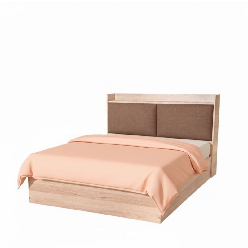 Diamond Bed 160x200 cm Upholstered MDF Red Oak