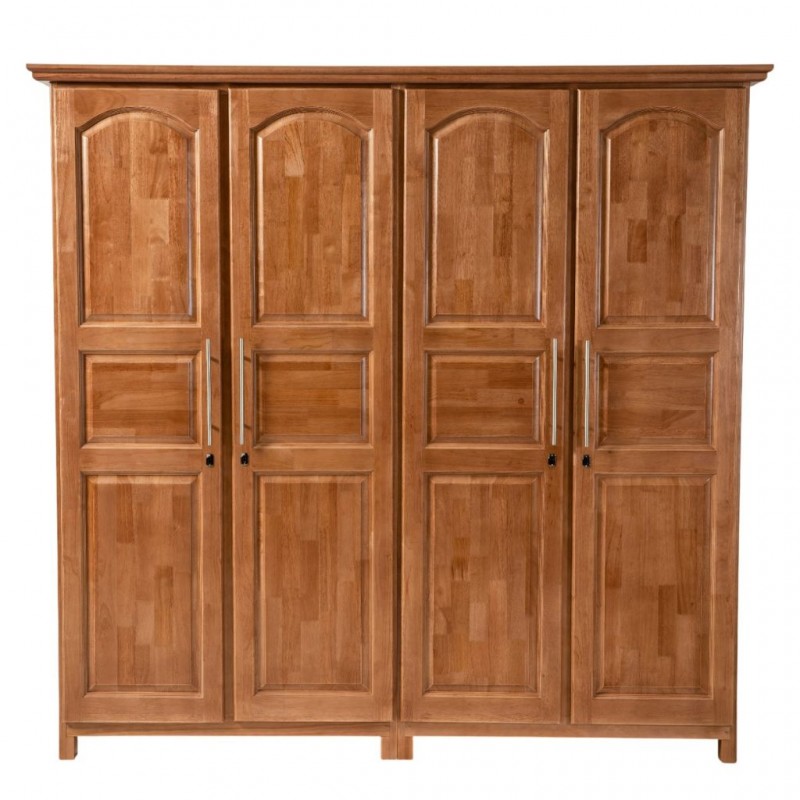 Deluxe Wardrobe 4 Doors Rubberwood