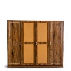 Vintage Wardrobe 4 Doors In MDF With Rattan