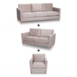 Oliver Sofa 3 Seater + 2 Seater + 1 Seater In Beige Fabric