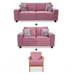 Hunter 3 Seater + 2 Seater + 1 Seater Pink Col Fab