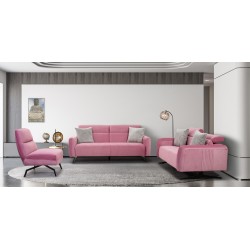Lunar 3 Seater + 2 Seater + Accent Chair Pink Col Fab