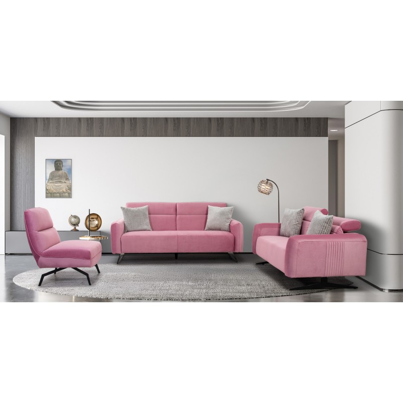 Lunar 3 Seater + 2 Seater + Accent Chair Pink Col Fab Lunar 3 Seater + 2 Seater + Accent Chair Pink Col Fab