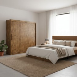 Chanelle Bed 180x200 cm & Chanelle Wardrobe 2 Doors Sliding Opera Walnut MDF
