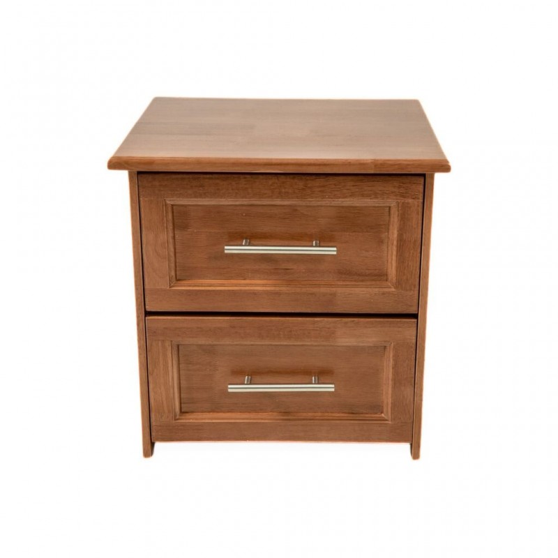 Deluxe Night Table With 2 Drawers Rubberwood