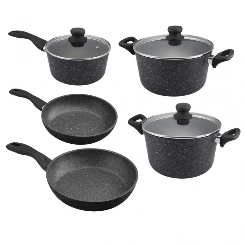 Westinghouse WCCS000908AMBB 8pcs Forged Aluminum Induction Black Marble finish Cookware Set