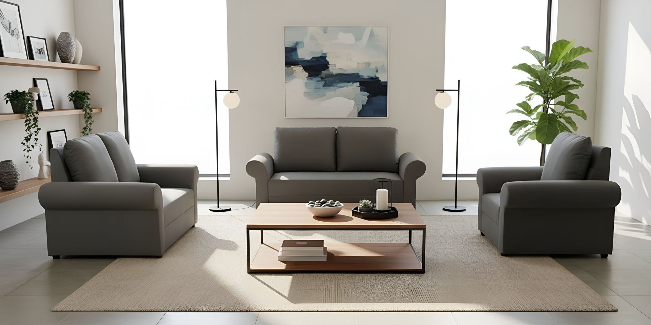 Lina Sofa 3+2+1 Fabric Pewter