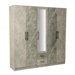 Dreamscape Wardrobe 5 Doors With 2 Drawers Dark Ash Glossy & Light Ash