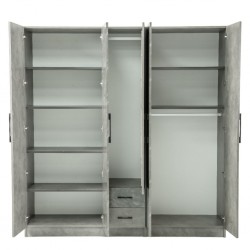 Dreamscape Wardrobe 5 Doors With 2 Drawers Dark Ash Glossy & Light Ash