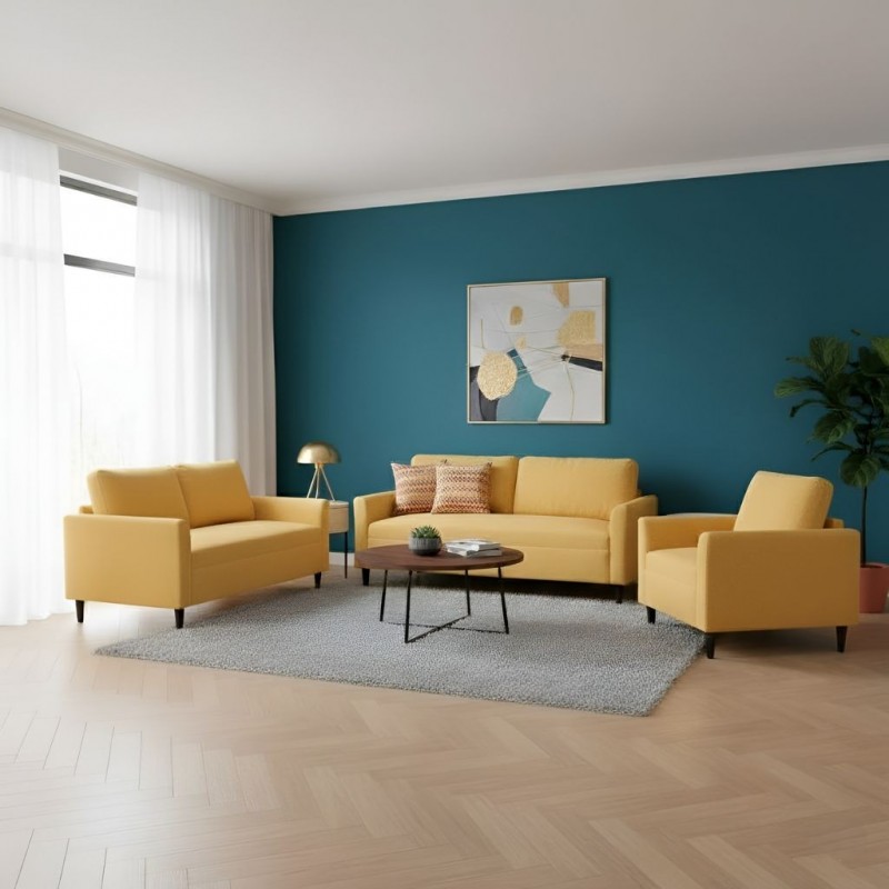Fascino Sofa 3+2+1 Seater in Yellow Fabric Fascino Sofa 3+2+1 Seater in Yellow Fabric
