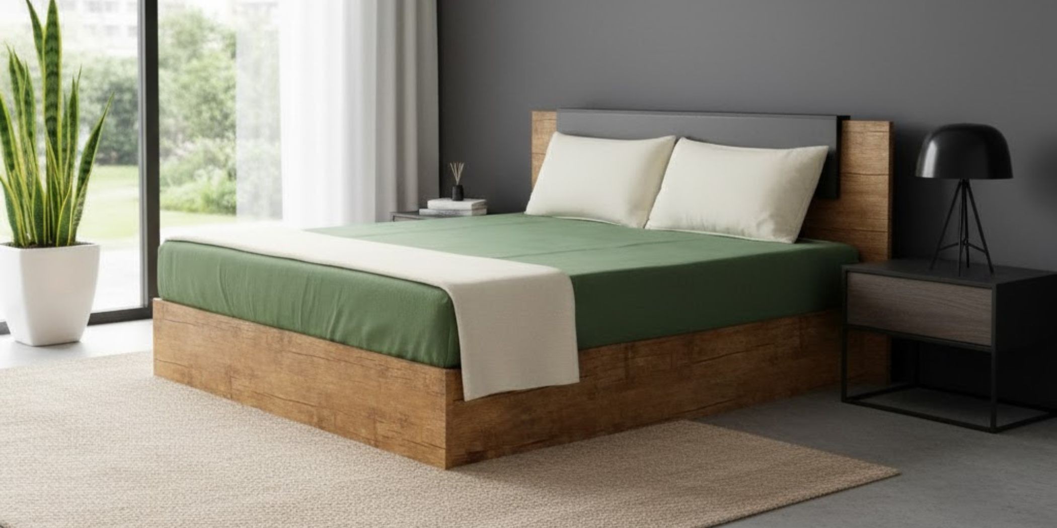 Vecelo Bed 180x200 cm MDF With Opera Brown & Black