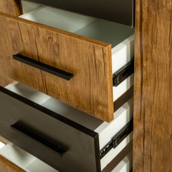 Vecelo Wardrobe 5 Doors & 3 Drawers Opera Walnut & Black