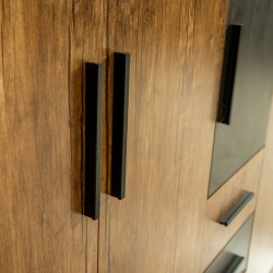 Vecelo Wardrobe 5 Doors & 3 Drawers Opera Walnut & Black