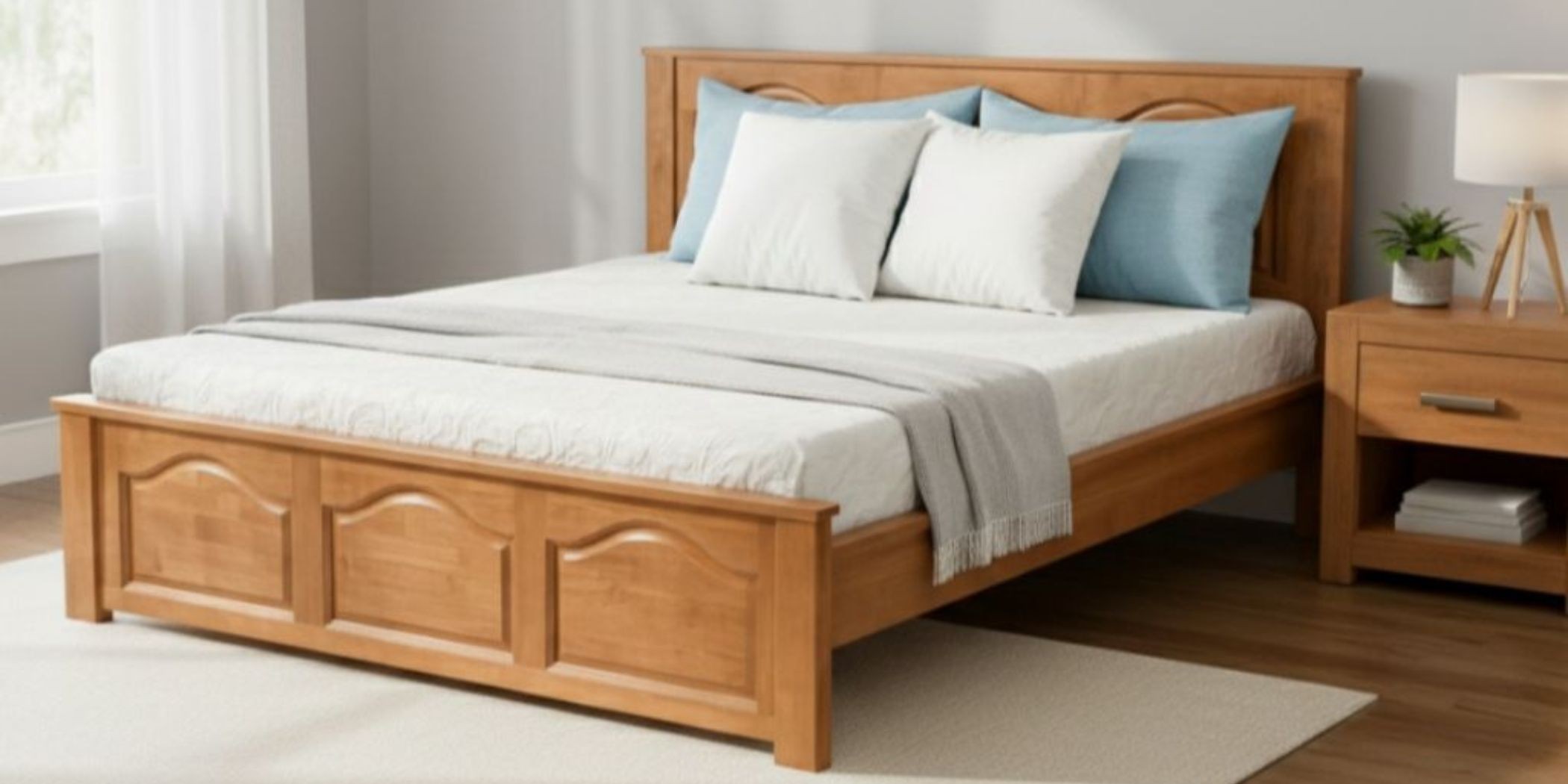 Deluxe Bed 180x200 cm Rubberwood