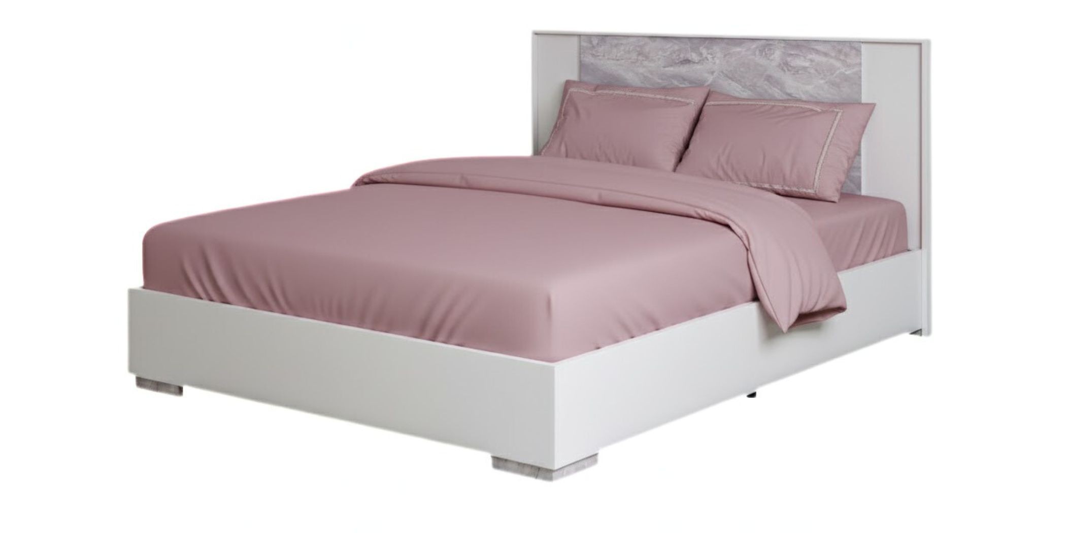 Sofia Bed 160x200 cm Gold Marble And White