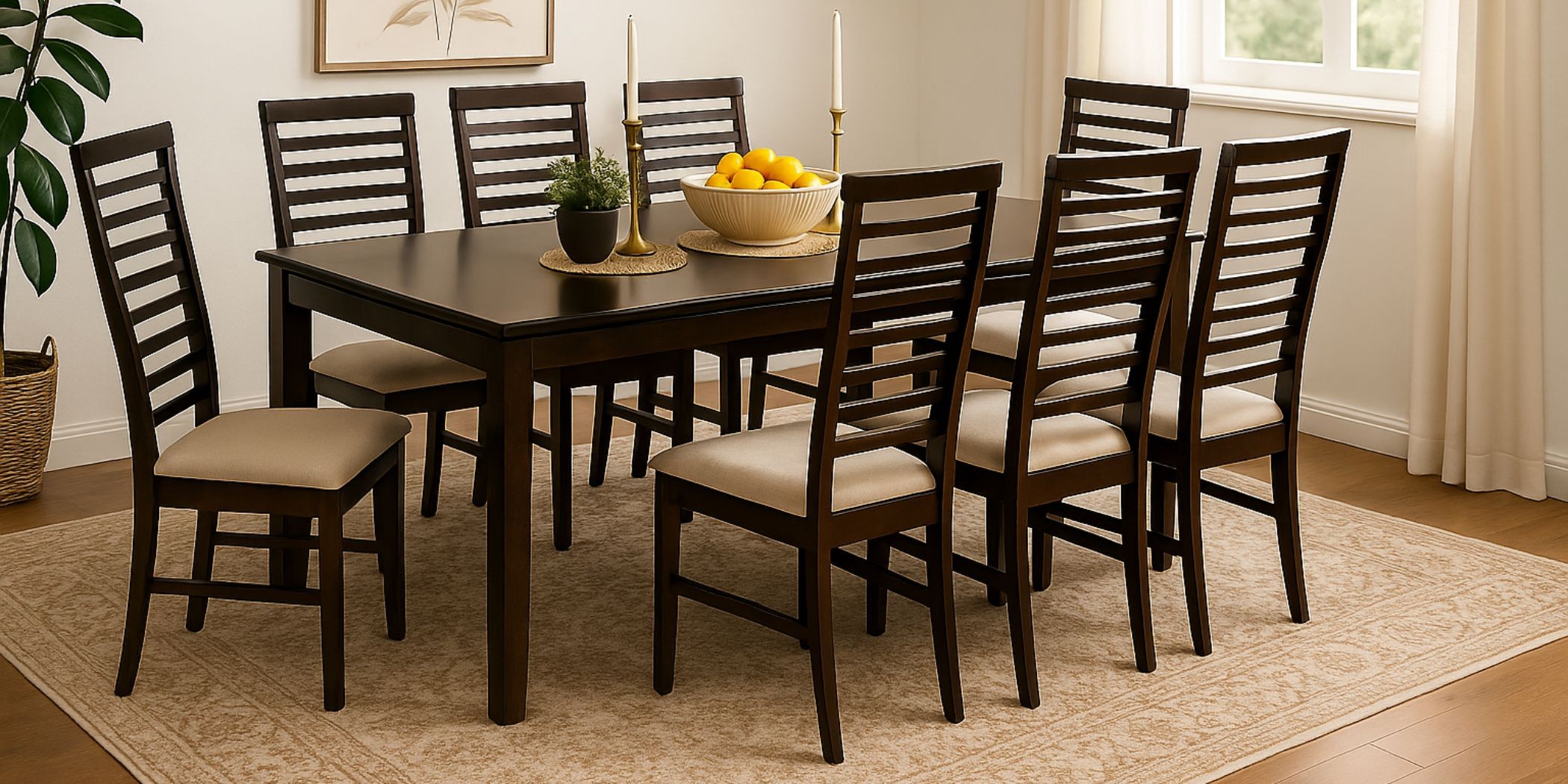 Legenda Table and 8 Chairs Cappuccino Rubberwood