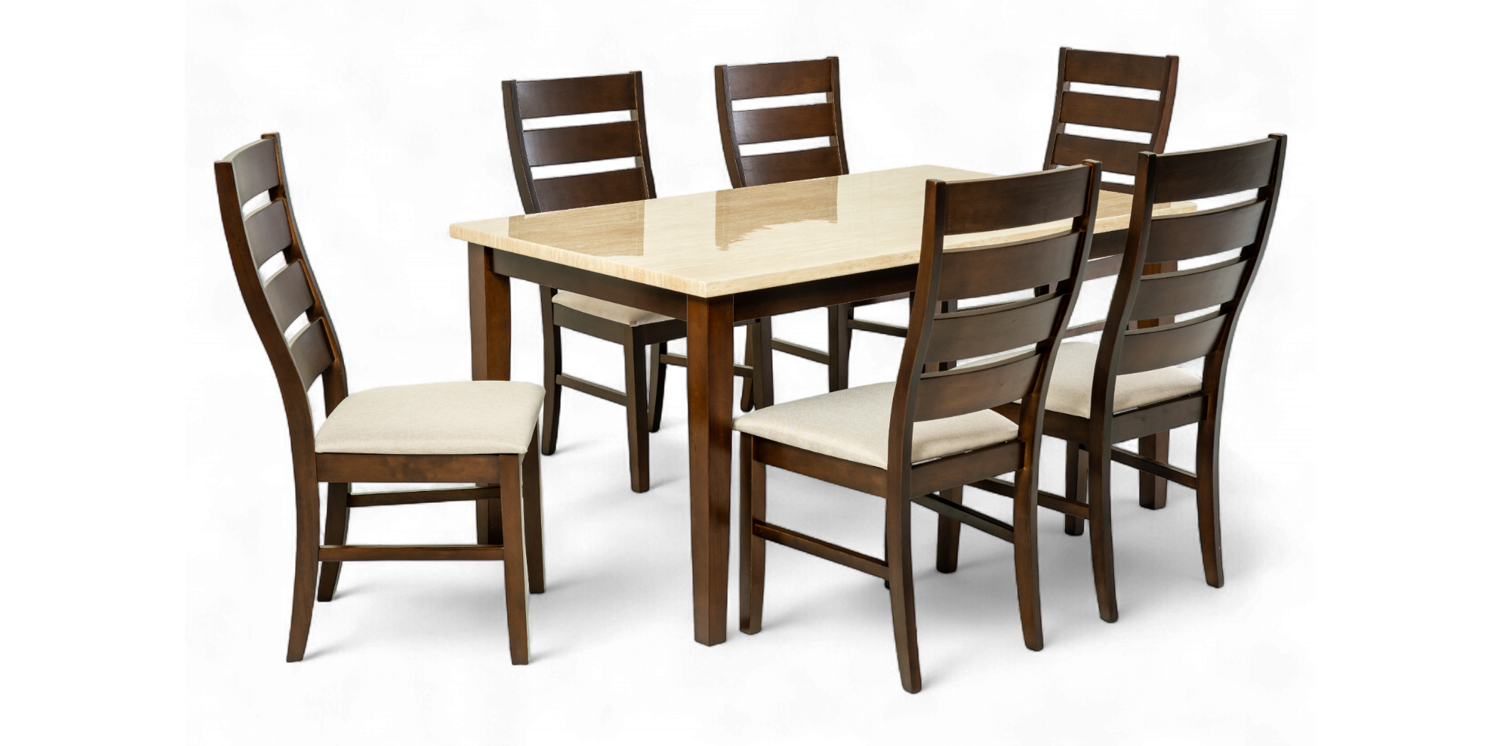 Sheena Table and 6 Chairs Dark Walnut
