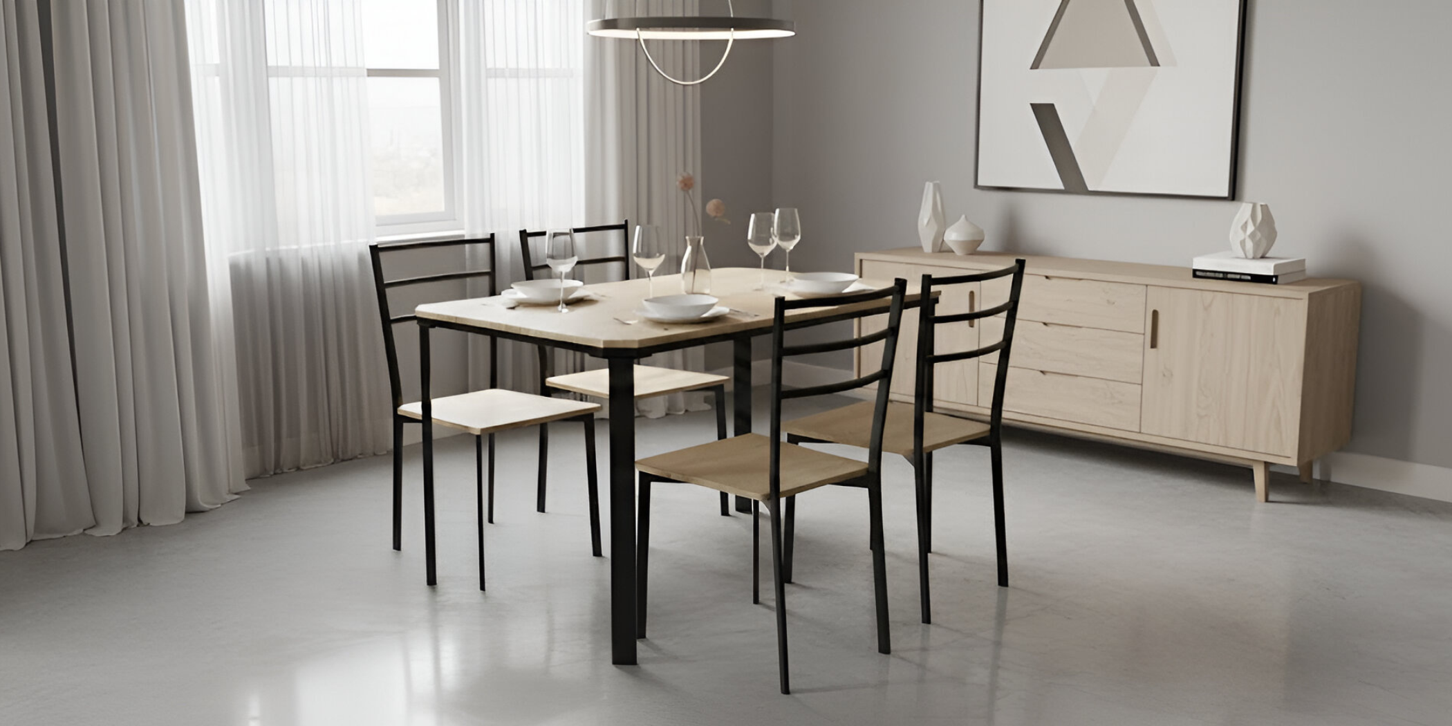 Rugga Table and 4 Chairs Metal/MDF