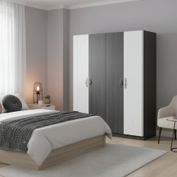 Hugo Wardrobe 4 Doors Dark Grey