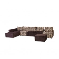 Tola Corner LHF Chaise+2S Armless+Otto Fabric Brown
