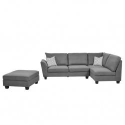 Bella Corner RHF Chaise + LHF 2Str+Otto Fabric Grey