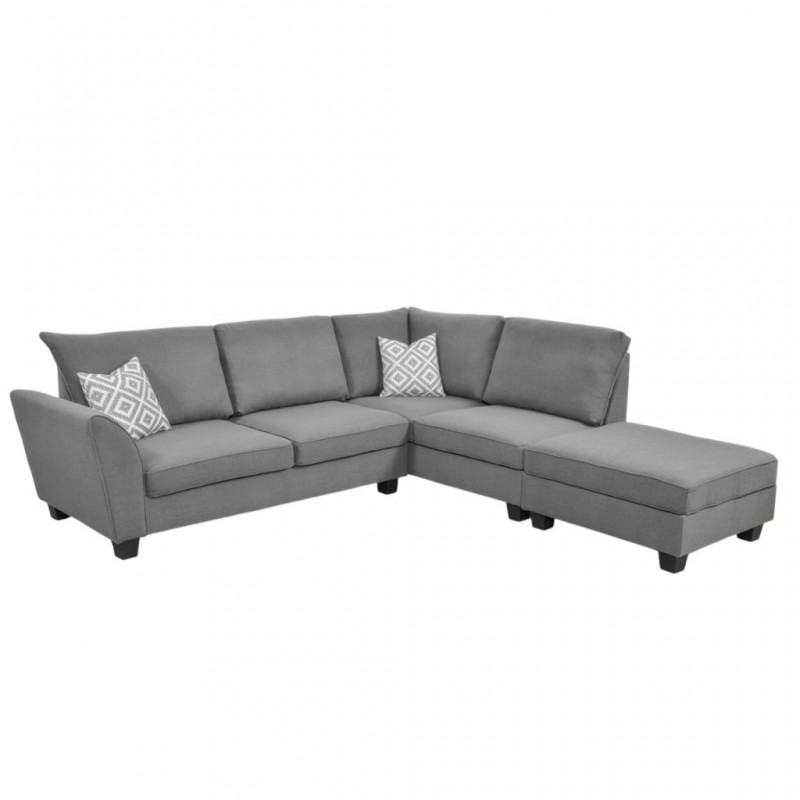 Bella Corner RHF Chaise + LHF 2Str+Otto Fabric Grey