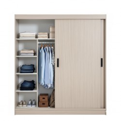 Curtis Wardrobe 2 Doors Sliding Maple Grey In MDF
