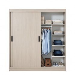 Curtis Wardrobe 2 Doors Sliding Maple Grey In MDF