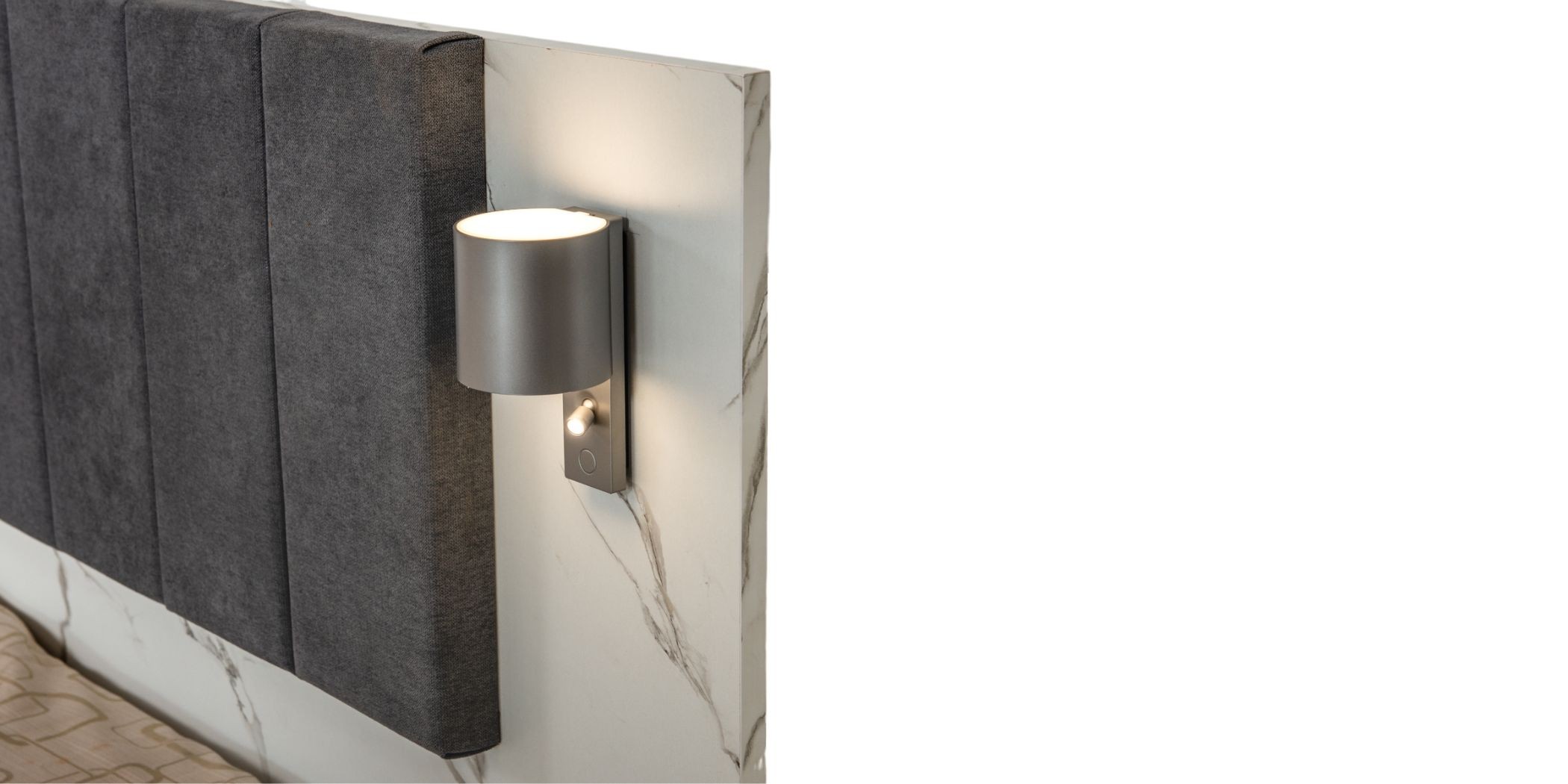 Venicia Bed 160x200 cm Upholstered With Lamps In MDF/Plywood