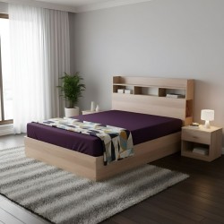 Sapphire Bed 150x190 cm With Shelves MDF Red Oak