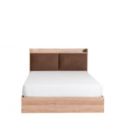 Diamond Bed 150x190 cm Upholstered MDF Red Oak