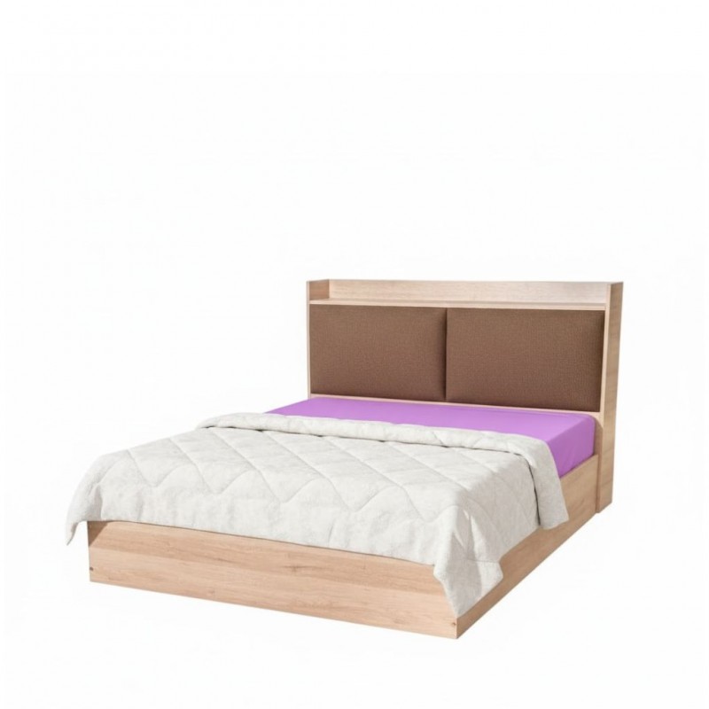 Diamond Bed 150x190 cm Upholstered MDF Red Oak