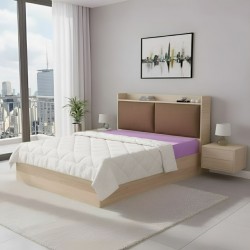 Diamond Bed 150x190 cm Upholstered MDF Red Oak