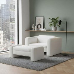 Edra Ottoman in White Fabric