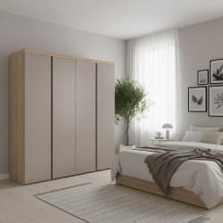 Garnelia Wardrobe 4 Doors Relic Oak & Smoky MDF/Particle Board