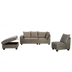 Hunter Corner W/Storage Ottoman Fabric Brown