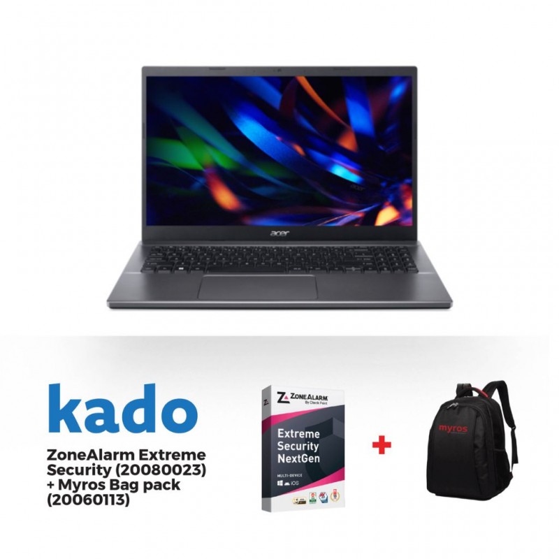 Acer Extensa Laptop Core i3 1215U Grey & Free ZoneAlarm Extreme Security + Myros Backpack / Carry Case
