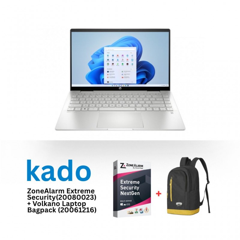 HP PAVILION X360 2-IN-1 Core i5 1335U & Free ZoneAlarm Extreme Security + Volkano Splash 15.6” Laptop Backpack Char/Gold