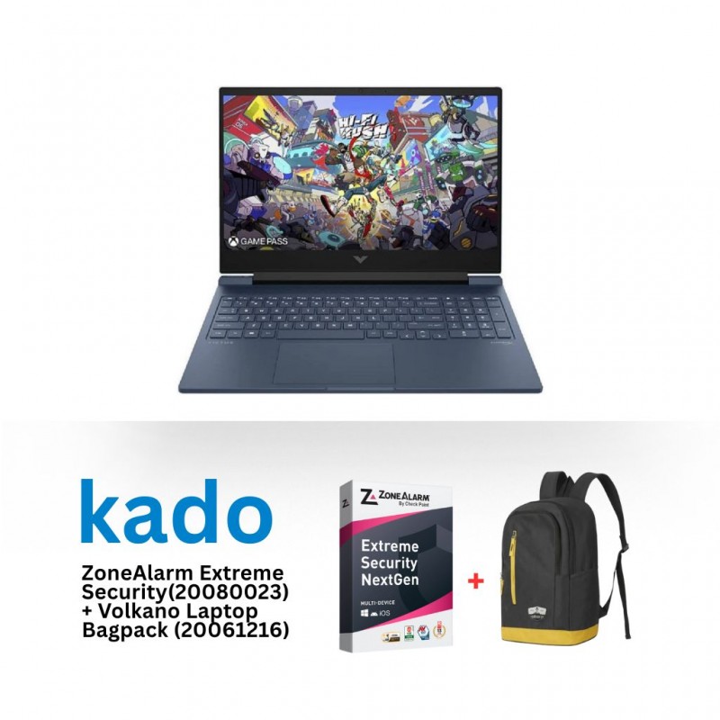 HP VICTUS Core i7-14650HX Blue & Free ZoneAlarm Extreme Security + Volkano Splash 15.6” Laptop Backpack Char/Gold