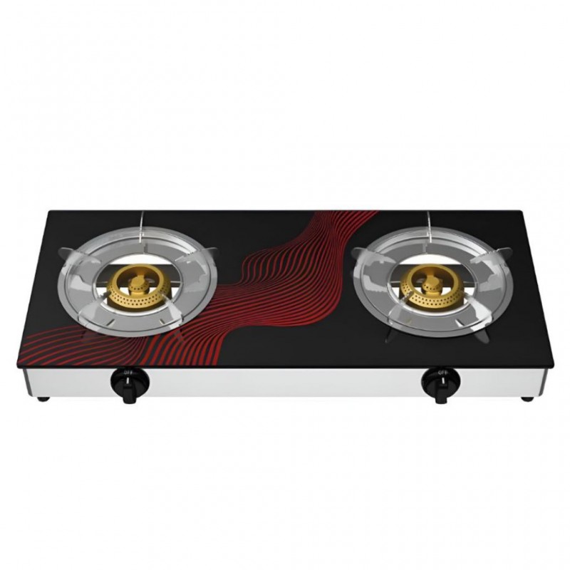 Flamingo FL420GC-Design 2- 2 Burner Glass Top Gas Stove "O"