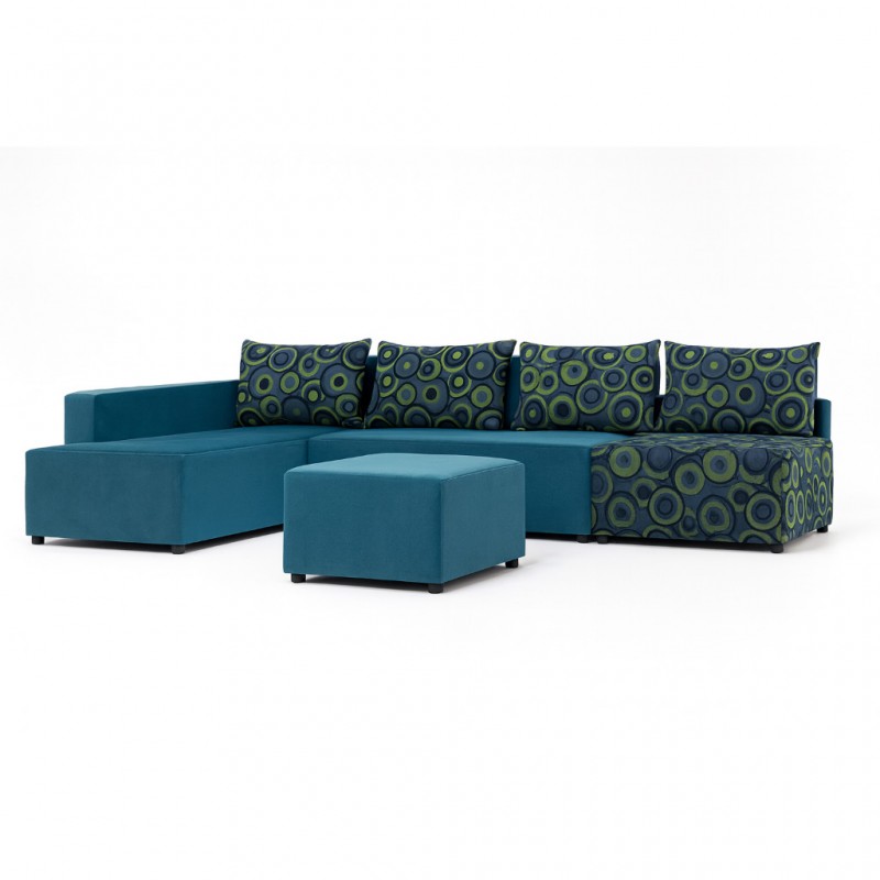 Tola Corner LHF Chaise+2S Armless+Otto Fabric Blue