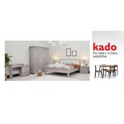 Frankfurt Bedroom Set 180X200 cm Grey Oak & Free Pax Table and 4 Chairs Metal/MDF